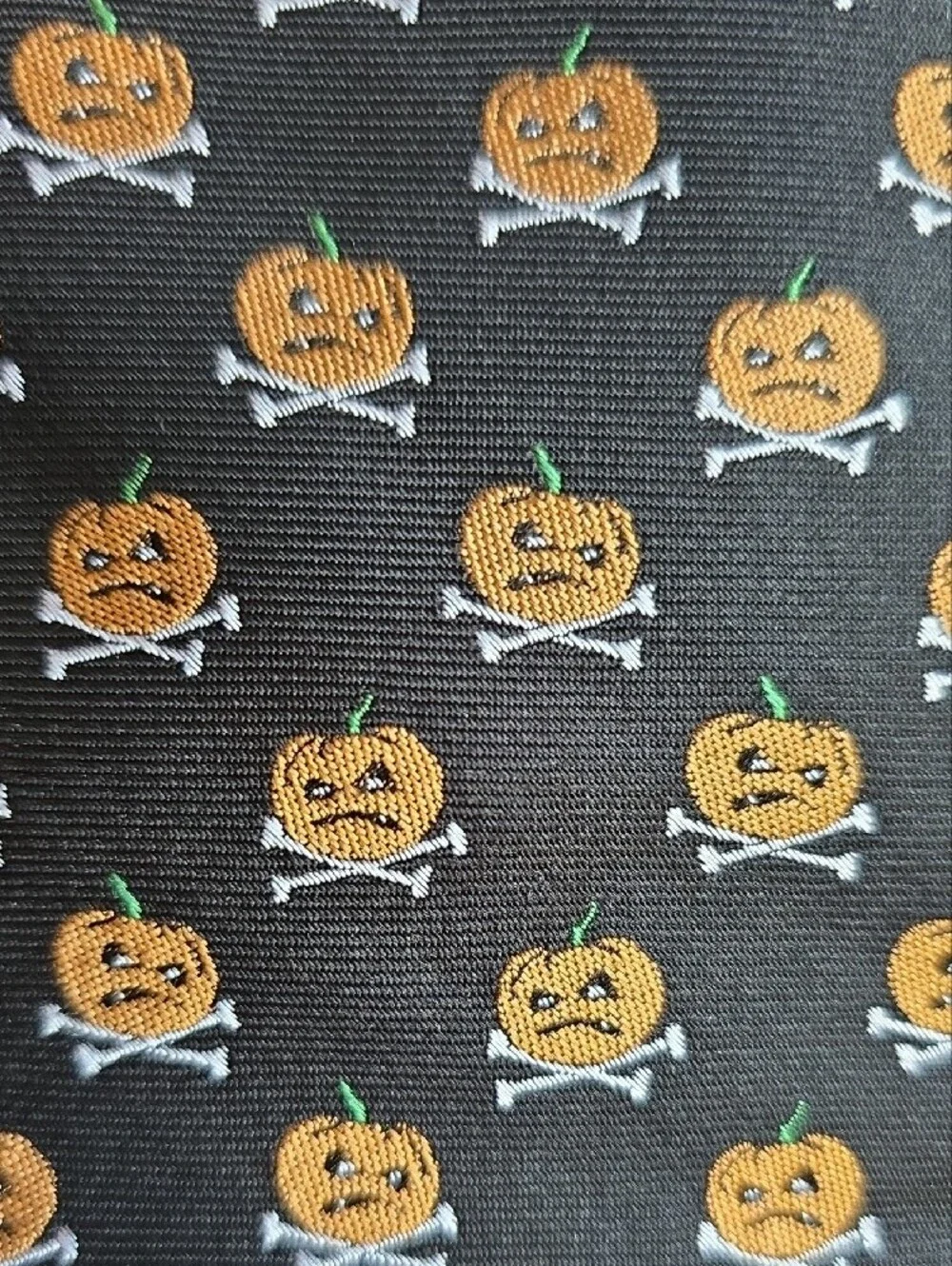 Men's Black Tie with Orange Pumpkin Pattern